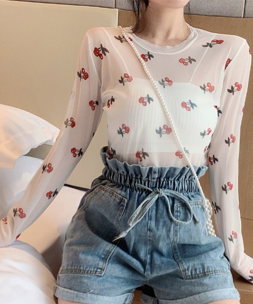 ONEP STAR(ワンピスター)の「総柄シアー長袖カットソー(Tシャツ/カットソー・レディース・G/F/E/D/C/B/A・FREE)」の12枚目の写真
