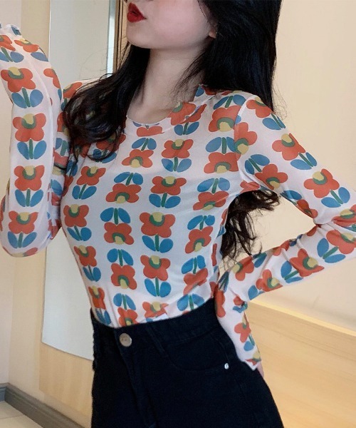 ONEP STAR(ワンピスター)の「総柄シアー長袖カットソー(Tシャツ/カットソー・レディース・G/F/E/D/C/B/A・FREE)」の16枚目の写真
