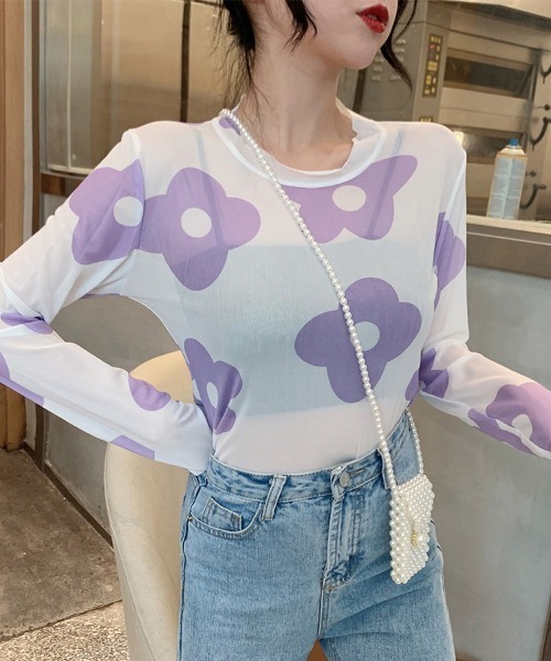 ONEP STAR(ワンピスター)の「総柄シアー長袖カットソー(Tシャツ/カットソー・レディース・G/F/E/D/C/B/A・FREE)」の21枚目の写真