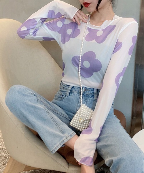 ONEP STAR(ワンピスター)の「総柄シアー長袖カットソー(Tシャツ/カットソー・レディース・G/F/E/D/C/B/A・FREE)」の22枚目の写真