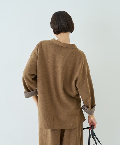 Rouge vif(ルージュヴィフ)の「【セットアップ対応】メランジダンボールプルオーバー / Vネックブラウス(シャツ/ブラウス・レディース・ブラウン/グレー・フリー)」の7枚目の写真