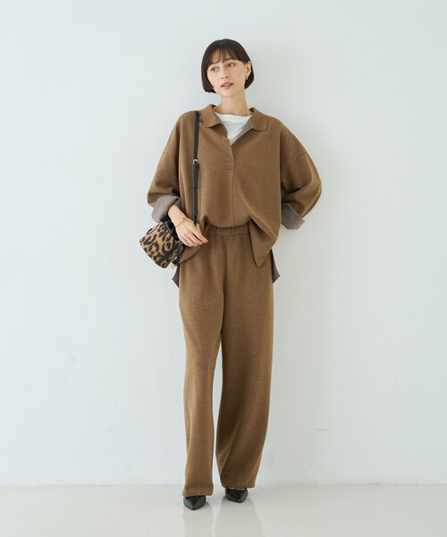 Rouge vif(ルージュヴィフ)の「【セットアップ対応】メランジダンボールプルオーバー / Vネックブラウス(シャツ/ブラウス・レディース・ブラウン/グレー・フリー)」の18枚目の写真