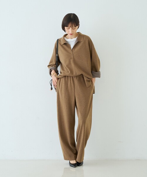 Rouge vif(ルージュヴィフ)の「【セットアップ対応】メランジダンボールプルオーバー / Vネックブラウス(シャツ/ブラウス・レディース・ブラウン/グレー・フリー)」の19枚目の写真