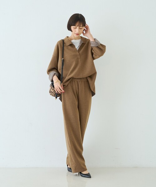 Rouge vif(ルージュヴィフ)の「【セットアップ対応】メランジダンボールプルオーバー / Vネックブラウス(シャツ/ブラウス・レディース・ブラウン/グレー・フリー)」の20枚目の写真