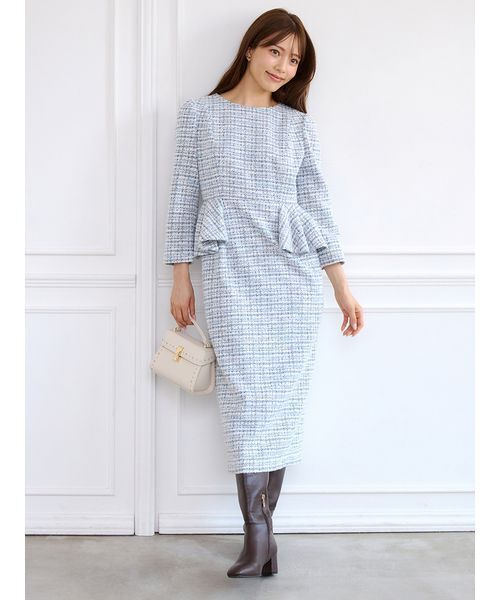 CELFORD（セルフォード）の「【USAGI ONLINE・ZOZO限定】ロングスリーブペプラムタイトワンピース（ワンピース・レディース・サックスブルー/マルチ・36/38）」の21枚目の写真