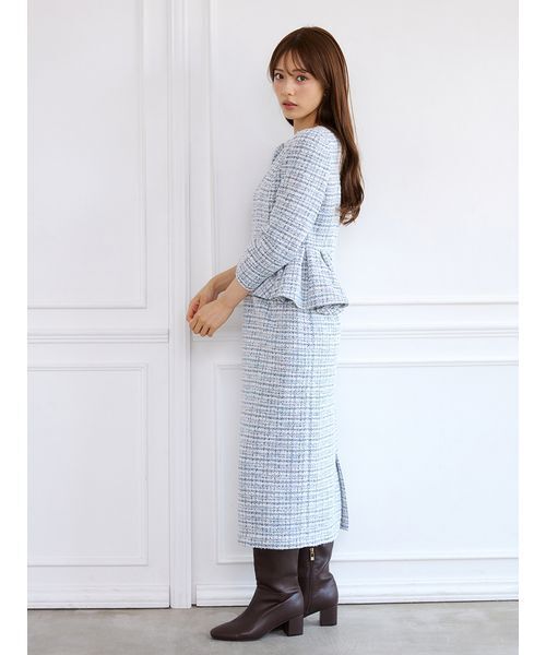 CELFORD（セルフォード）の「【USAGI ONLINE・ZOZO限定】ロングスリーブペプラムタイトワンピース（ワンピース・レディース・サックスブルー/マルチ・36/38）」の14枚目の写真