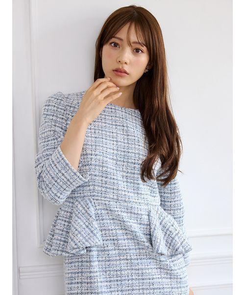 CELFORD（セルフォード）の「【USAGI ONLINE・ZOZO限定】ロングスリーブペプラムタイトワンピース（ワンピース・レディース・サックスブルー/マルチ・36/38）」の15枚目の写真