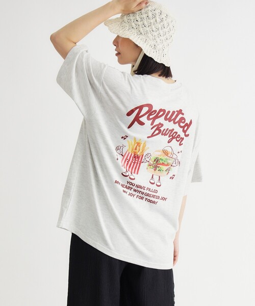HONEYSUCKLE ROSE（ハニーサックルローズ）の「ハンバーガーバックプリントTシャツ（Tシャツ/カットソー・レディース・アイボリー/ネイビー・04/05）」の7枚目の写真