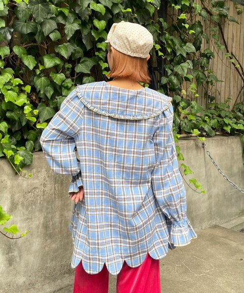 HELLO.SANFRANCISCO(ハローサンフランシスコ)の「【HELLO.SANFRANCISCO/ハローサンフランシスコ】チェックフリルビックカラーチュニック(シャツ/ブラウス・レディース・ブルー/イエロー・ONE SIZE)」の7枚目の写真