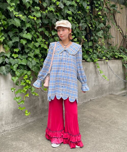 HELLO.SANFRANCISCO(ハローサンフランシスコ)の「【HELLO.SANFRANCISCO/ハローサンフランシスコ】チェックフリルビックカラーチュニック(シャツ/ブラウス・レディース・ブルー/イエロー・ONE SIZE)」の8枚目の写真