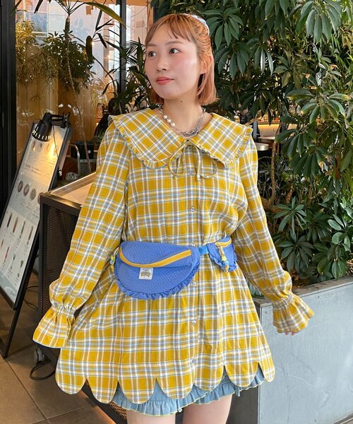 HELLO.SANFRANCISCO(ハローサンフランシスコ)の「【HELLO.SANFRANCISCO/ハローサンフランシスコ】チェックフリルビックカラーチュニック(シャツ/ブラウス・レディース・ブルー/イエロー・ONE SIZE)」の12枚目の写真