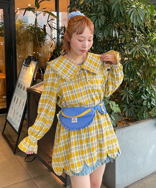 HELLO.SANFRANCISCO(ハローサンフランシスコ)の「【HELLO.SANFRANCISCO/ハローサンフランシスコ】チェックフリルビックカラーチュニック(シャツ/ブラウス・レディース・ブルー/イエロー・ONE SIZE)」の13枚目の写真