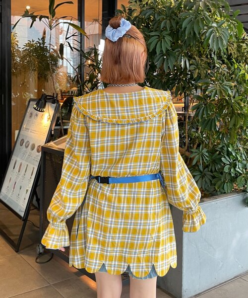 HELLO.SANFRANCISCO(ハローサンフランシスコ)の「【HELLO.SANFRANCISCO/ハローサンフランシスコ】チェックフリルビックカラーチュニック(シャツ/ブラウス・レディース・ブルー/イエロー・ONE SIZE)」の15枚目の写真