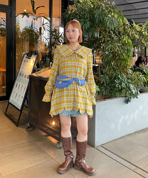 HELLO.SANFRANCISCO(ハローサンフランシスコ)の「【HELLO.SANFRANCISCO/ハローサンフランシスコ】チェックフリルビックカラーチュニック(シャツ/ブラウス・レディース・ブルー/イエロー・ONE SIZE)」の16枚目の写真