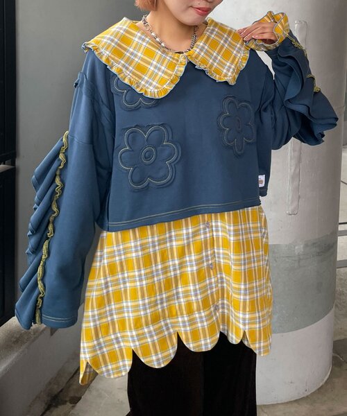HELLO.SANFRANCISCO(ハローサンフランシスコ)の「【HELLO.SANFRANCISCO/ハローサンフランシスコ】チェックフリルビックカラーチュニック(シャツ/ブラウス・レディース・ブルー/イエロー・ONE SIZE)」の20枚目の写真