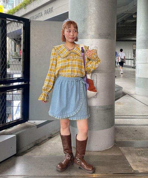 HELLO.SANFRANCISCO(ハローサンフランシスコ)の「【HELLO.SANFRANCISCO/ハローサンフランシスコ】チェックフリルビックカラーチュニック(シャツ/ブラウス・レディース・ブルー/イエロー・ONE SIZE)」の22枚目の写真