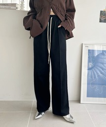 【イージーパンツ/ウエストゴム】履いた瞬間、虜。ピンタックドロストイージーワイドパンツ