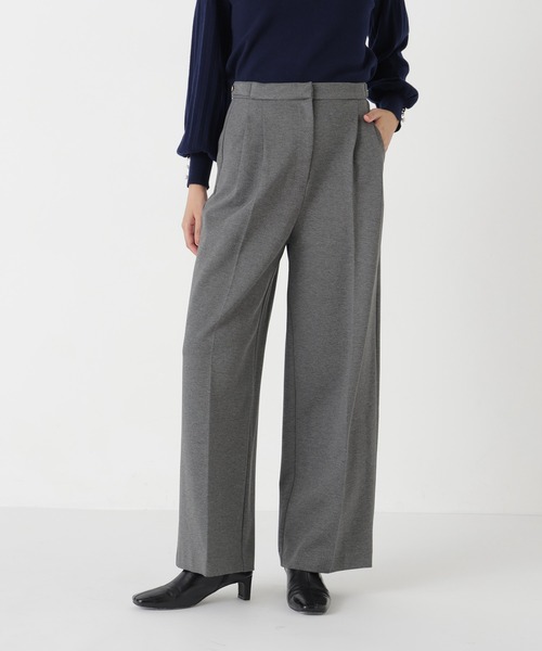 NATURAL BEAUTY BASIC(ナチュラルビューティーベーシック)の「ポンチストレッチワイドパンツ(その他パンツ・レディース・ブラック/チャコールグレー・MEDIUM/SMALL)」の2枚目の写真