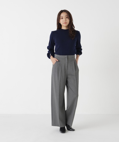NATURAL BEAUTY BASIC(ナチュラルビューティーベーシック)の「ポンチストレッチワイドパンツ(その他パンツ・レディース・ブラック/チャコールグレー・MEDIUM/SMALL)」の11枚目の写真