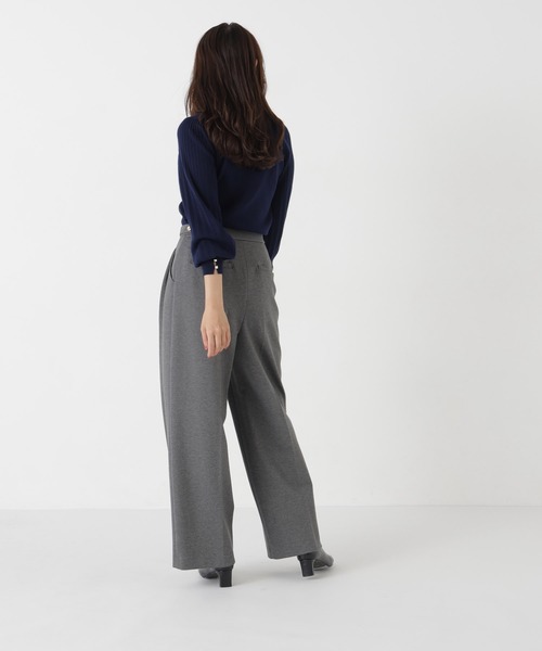 NATURAL BEAUTY BASIC(ナチュラルビューティーベーシック)の「ポンチストレッチワイドパンツ(その他パンツ・レディース・ブラック/チャコールグレー・MEDIUM/SMALL)」の15枚目の写真
