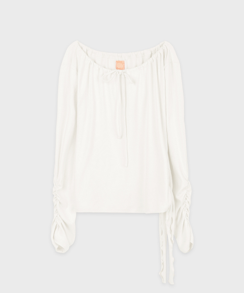 SINOON(シヌーン)の「Side Tie T-Shirt (Ivory)(Tシャツ/カットソー・レディース・アイボリー・MEDIUM/SMALL)」の4枚目の写真