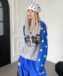 ウエスタンカウボーイプリント 星柄ラグランサーマルロング T