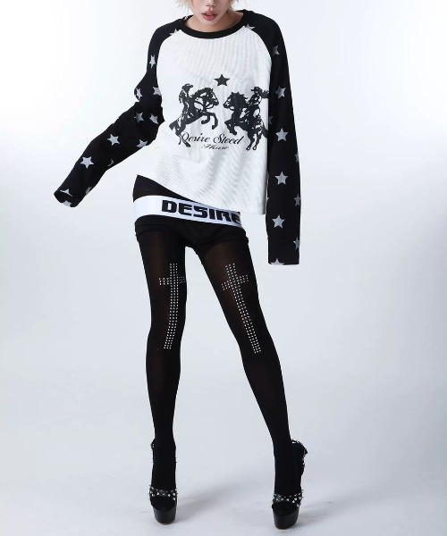 FreeZone(フリーゾーン)の「ウエスタンカウボーイプリント 星柄ラグランサーマルロング T(Tシャツ/カットソー・メンズ・ブラック/ブルー・F)」の15枚目の写真