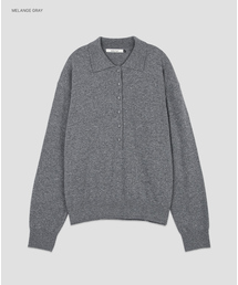 (T-7324) AN WOOL ルーズフィット ボタンダウンカラー ニットセットアップ