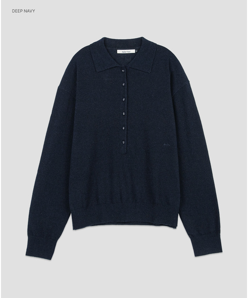 ATELIER NAIN(アトリエナイン)の「(T-7324) AN WOOL ルーズフィット ボタンダウンカラー ニットセットアップ(ニット/セーター・レディース・ダークネイビー/グレー・FREE)」の1枚目の写真