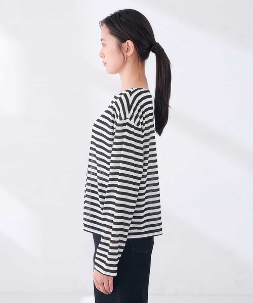 a.v.v（アーヴェヴェ）の「シアー ボーダー プルオーバー（Tシャツ/カットソー・レディース・アイボリー/モカ・39）」の21枚目の写真