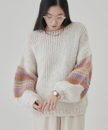 MIXヤーンマルチボーダーニット