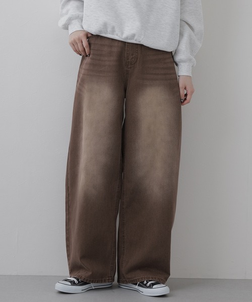 EGLANTINE(エグランティーヌ)の「EGLANTINE ヒッコリーデニムパンツ(デニムパンツ・レディース・インディゴブルー/ブラウン・38)」の6枚目の写真