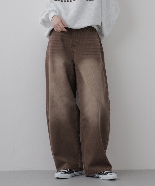 EGLANTINE(エグランティーヌ)の「EGLANTINE ヒッコリーデニムパンツ(デニムパンツ・レディース・インディゴブルー/ブラウン・38)」の10枚目の写真