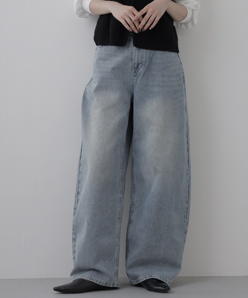 EGLANTINE(エグランティーヌ)の「EGLANTINE ヒッコリーデニムパンツ(デニムパンツ・レディース・インディゴブルー/ブラウン・38)」の15枚目の写真