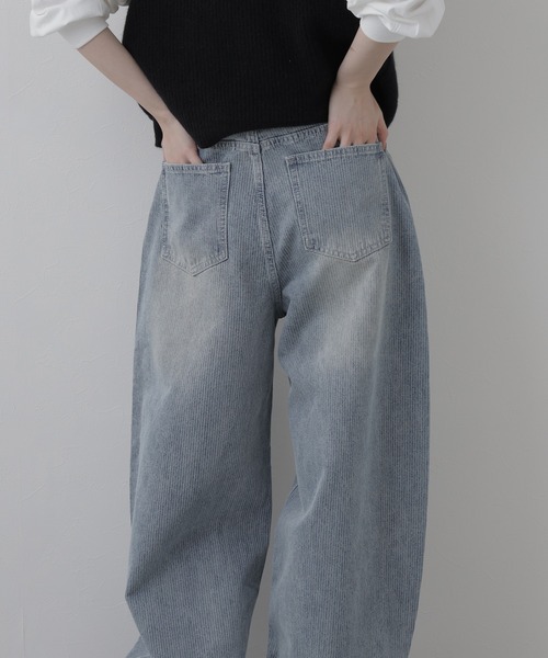 EGLANTINE(エグランティーヌ)の「EGLANTINE ヒッコリーデニムパンツ(デニムパンツ・レディース・インディゴブルー/ブラウン・38)」の17枚目の写真