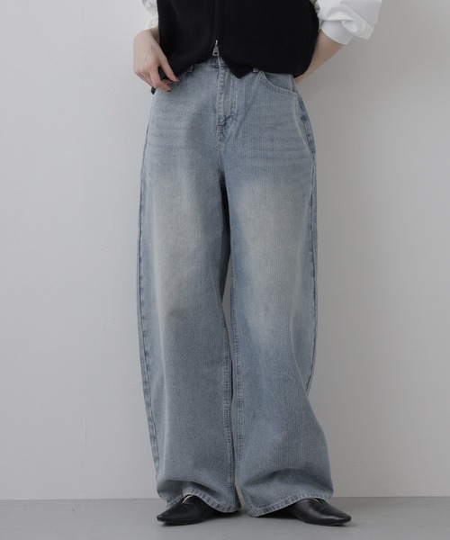 EGLANTINE(エグランティーヌ)の「EGLANTINE ヒッコリーデニムパンツ(デニムパンツ・レディース・インディゴブルー/ブラウン・38)」の18枚目の写真