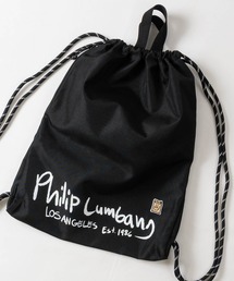 【h】〔Philip Lumbang/フィリップランバン〕ロゴプリント ナップサック A4収納可能/無地/レオパード
