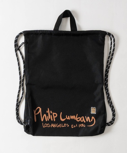 Philip Lumbang（フィリップランバン）の「【h】〔Philip Lumbang/フィリップランバン〕ロゴプリント ナップサック A4収納可能/無地/レオパード（バックパック/リュック・メンズ・ブラック系1/レオパード/ブラック系2・FREE）」の11枚目の写真