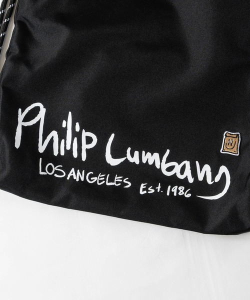 Philip Lumbang（フィリップランバン）の「【h】〔Philip Lumbang/フィリップランバン〕ロゴプリント ナップサック A4収納可能/無地/レオパード（バックパック/リュック・メンズ・ブラック系1/レオパード/ブラック系2・FREE）」の7枚目の写真
