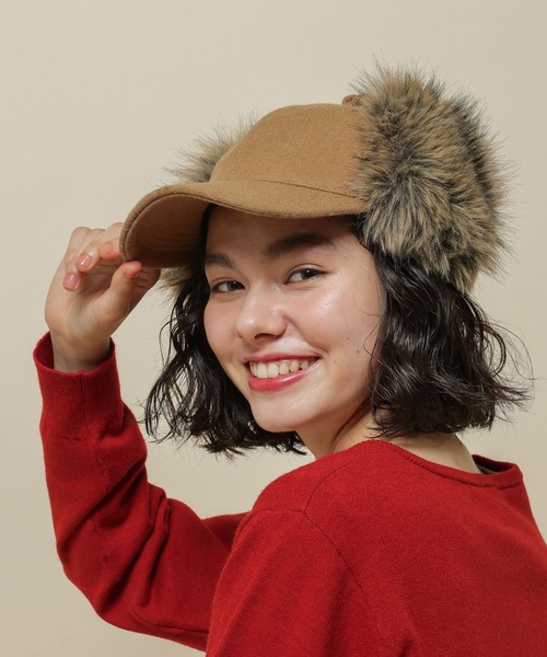 niko and...(ニコアンド)の「フェイクファー付きキャップ / 抗菌防臭(キャップ・レディース・モカ/ブラック・FREE)」の5枚目の写真