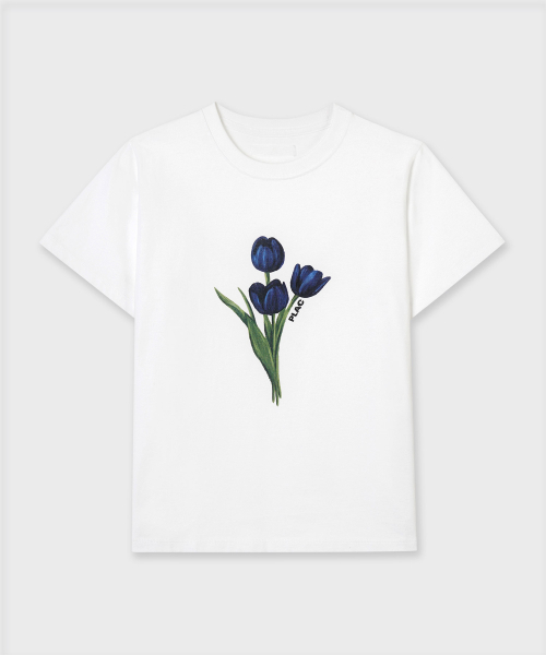PLAC WOMEN(プレイス・ウィメン)の「ブルーチューリップグラフィックTシャツホワイト(Tシャツ/カットソー・レディース・その他・SMALL/MEDIUM)」の5枚目の写真