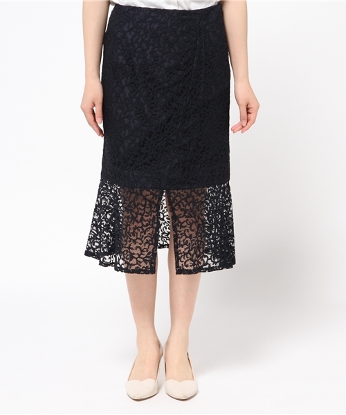 LIMITLESS LUXURY(リミットレスラグジュアリー)の「マーメイドレーススカート◆(スカート・レディース・ホワイト/ネイビー・36/38)」の3枚目の写真