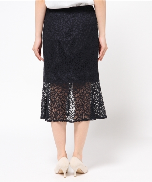 LIMITLESS LUXURY(リミットレスラグジュアリー)の「マーメイドレーススカート◆(スカート・レディース・ホワイト/ネイビー・36/38)」の5枚目の写真