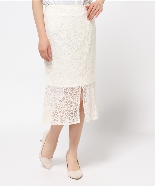 LIMITLESS LUXURY(リミットレスラグジュアリー)の「マーメイドレーススカート◆(スカート・レディース・ホワイト/ネイビー・36/38)」の12枚目の写真