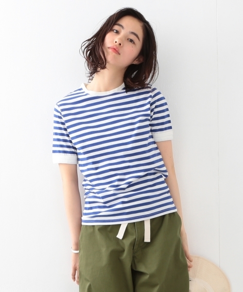 BEAMS BOY（ビームスボーイ）の「BEAMS BOY / 1cm ボーダー クルーショートスリーブ（Tシャツ/カットソー・レディース・ブラック/グリーン/ブルー/ネイビー・ONE SIZE）」の5枚目の写真