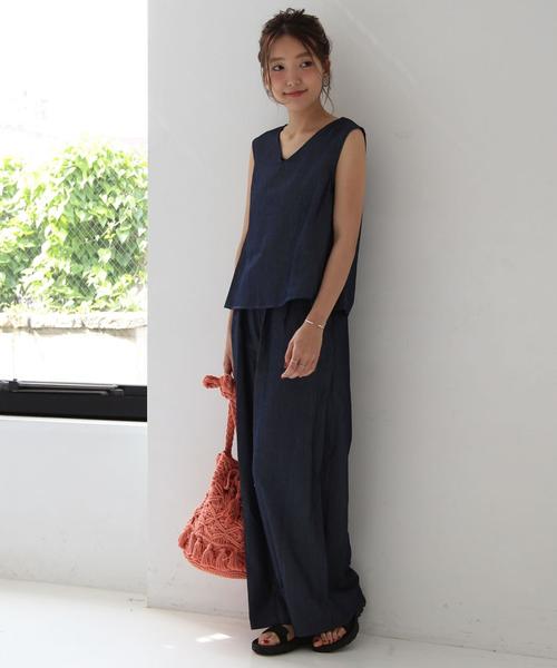 Another Edition（アナザーエディション）の「【WEB店舗限定】デニムコンビサロペット/aeBC DNM COMBI サロペット◆（サロペット/オーバーオール・レディース・ライトブルー/コバルトブルー・MEDIUM/SMALL）」の2枚目の写真