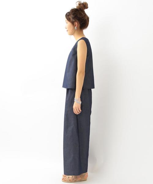 Another Edition（アナザーエディション）の「【WEB店舗限定】デニムコンビサロペット/aeBC DNM COMBI サロペット◆（サロペット/オーバーオール・レディース・ライトブルー/コバルトブルー・MEDIUM/SMALL）」の4枚目の写真