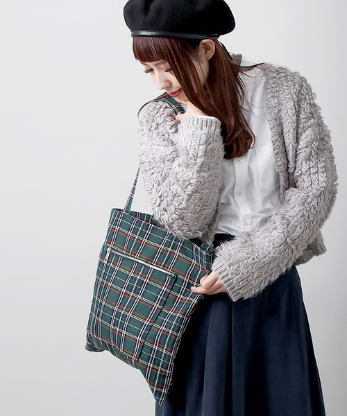 WEGO（ウィゴー）の「WEGO/チェック柄ZIPポケットトートバッグ（トート