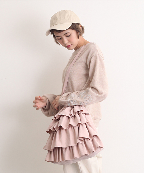 MERLOT（メルロー）の「ティアードフリルショルダーバッグ2255（ショルダーバッグ・レディース・ブルー/ベージュ/キャメル/ピンク/ブラック・FREE）」の15枚目の写真