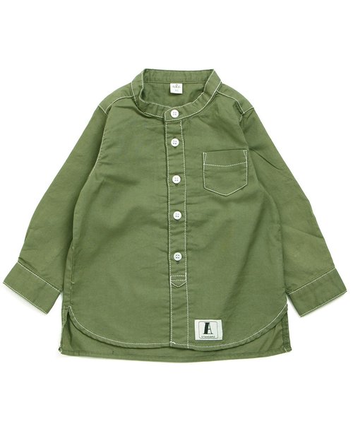 apres les cours（アプレレクール）の「長袖バンドカラーシャツ（シャツ/ブラウス・キッズ・カーキ/ネイビー/レッド・110/130/140/120/100/80/90）」の2枚目の写真